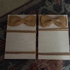 Rustic Burlap Bow Wood 5x7 Picture Frame Set